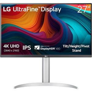 LG 27UP650K-W 27-inch Ultrafine 4K UHD (3840 x 2160) IPS Computer Monitor, 60Hz, 5ms, DisplayHDR 400, Reader Mode, Flicker Safe, HDMI, DisplayPort, Tilt/Height/Pivot Adjustable Stand, White