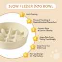 Ceramic 1.2 Cup Raised Slow Feeder Dog Bowl Set, Elevated 6.1inch Bowl and 7.3inch Slow Pet Food Dish with Wooden Stand for Small and Medium Dog (2 x Beige+ Stand)