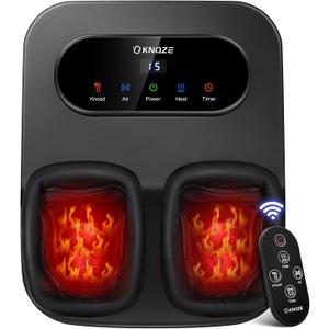 KNQZE Foot Massager with Heat and Remote, Shiatsu Deep Kneading Feet Massager for Plantar Fasciitis & Neuropathy, Foot Warmer, Gifts for Mom Women Men Dad, Fits Up to Men Size 12 (Black)