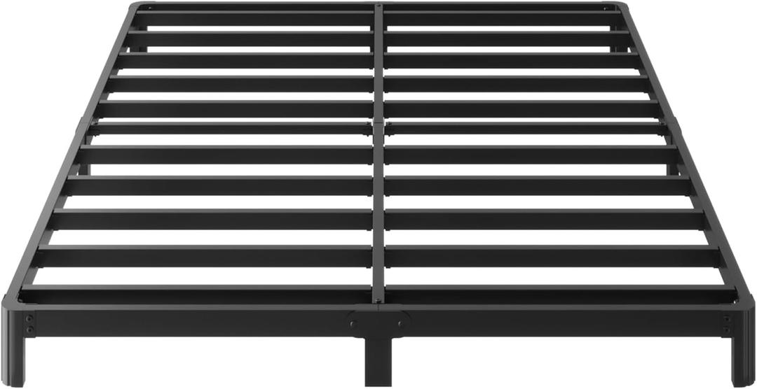 Yicensen 6 Inch Low Profile Queen Bed Frame Rounded Corner No Box Spring Needed, Heavy Duty Metal Queen Size Platform Bed Frame, Easy Assembly, Noise Free, Black