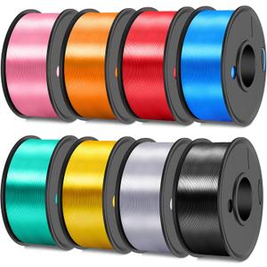 JAYO Silk PLA Filament Bundle 1.75mm, Silk 3D Printer Filament Bundle Multicolor, Individually Vacuum Packed, 8 Pack, Shiny Silk 2KG in Total, Light Gold+Silver+Black+Blue+Red+Green+Orange+Pink (0.25*8kg Silk Pla Lg+sv+bk+bl+rd+gn+or+pk)