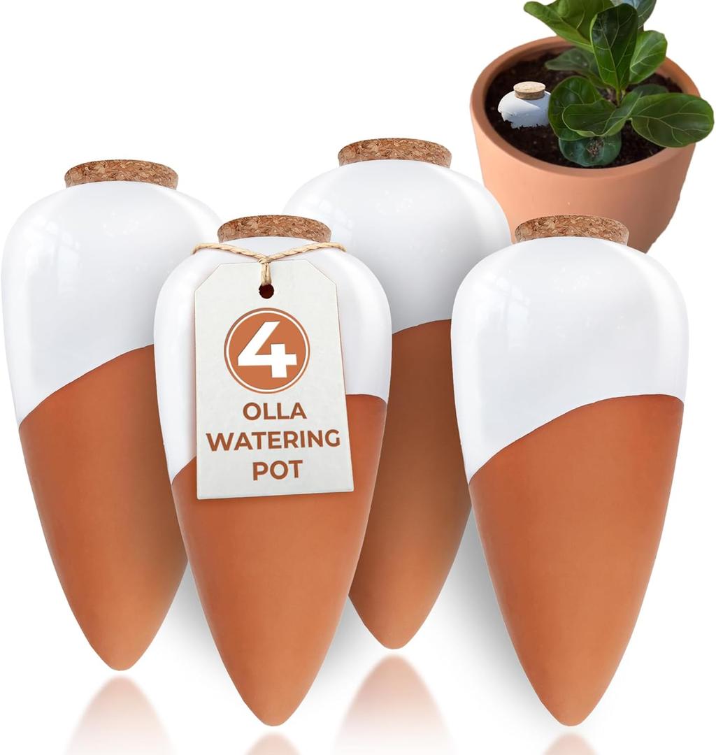 Plant Self Watering Globes - Terracotta Watering Spikes - Slow Release Olla Pots - Holds 14 oz - Drip Irrigation Olla System