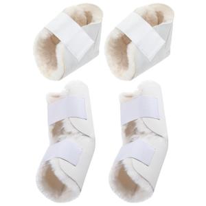 TrelaCo 4 Pcs Heel and Elbow Protector Medium Sheepskin Heel Arm Cushions Pads Adjustable Elbow Protectors for Elderly Pressure Sore Bed Ulcers Pain Relief