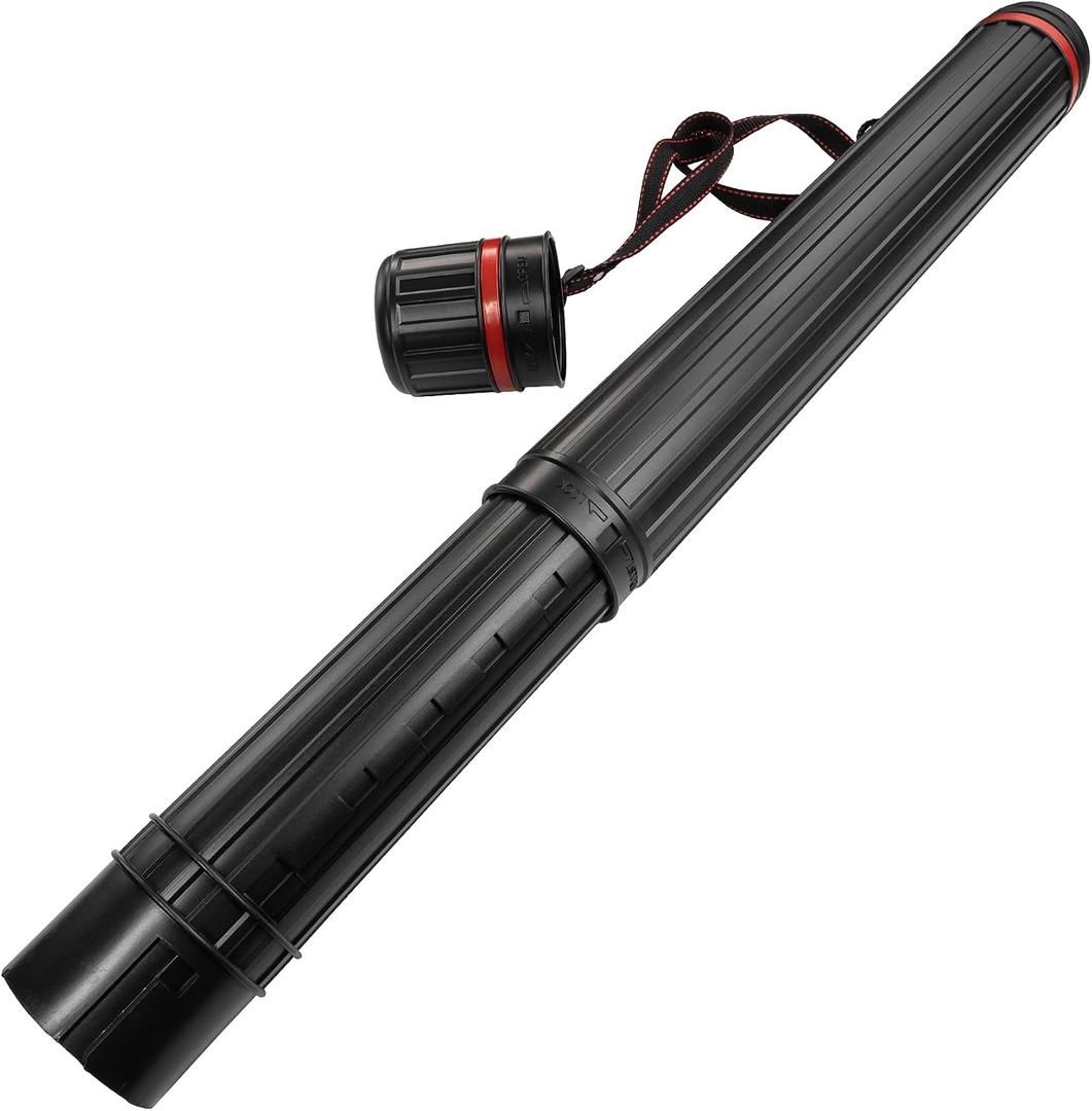 Pacific Arc Expandable Poster Storage Mailing Tube, for Blueprint, Artwork, Plans, Drafting - Hard Plastic Black 25 Inches to 37.5 inches with 3.75 Inch Opening