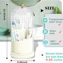Multifunctional Rotating Toothbrush Holders with Sliding Lid and Draining Tray, 3-Slot Bathroom Countertop Vanity Organizer for Tooth Brush, Toothpaste, and Makeup Brushes Holder Storage (White)