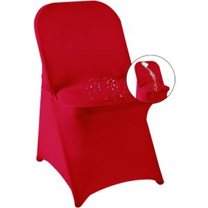 magalo 12 Pack Red Spandex Folding Waterproof Chair Cover, Stretch Chair Cover Protector for Wedding, Party, Dining Banquet and Other Special Events