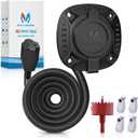 MICTUNING 15A 72 Inch AC Port Plug with Heavy Duty Integrated Extension Cord with Water Resistant Cap and Hole Saw - Black