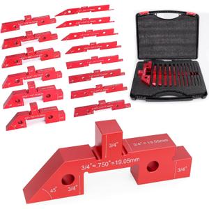 Table Setup Blocks for Woodworking, 14pcs Aluminum Alloy Woodworking Tools Precision Set up Bars, Height, Depth, Angle & Fence Alignment Gauge Set - Router and Table Saw Accessories with Storage Case