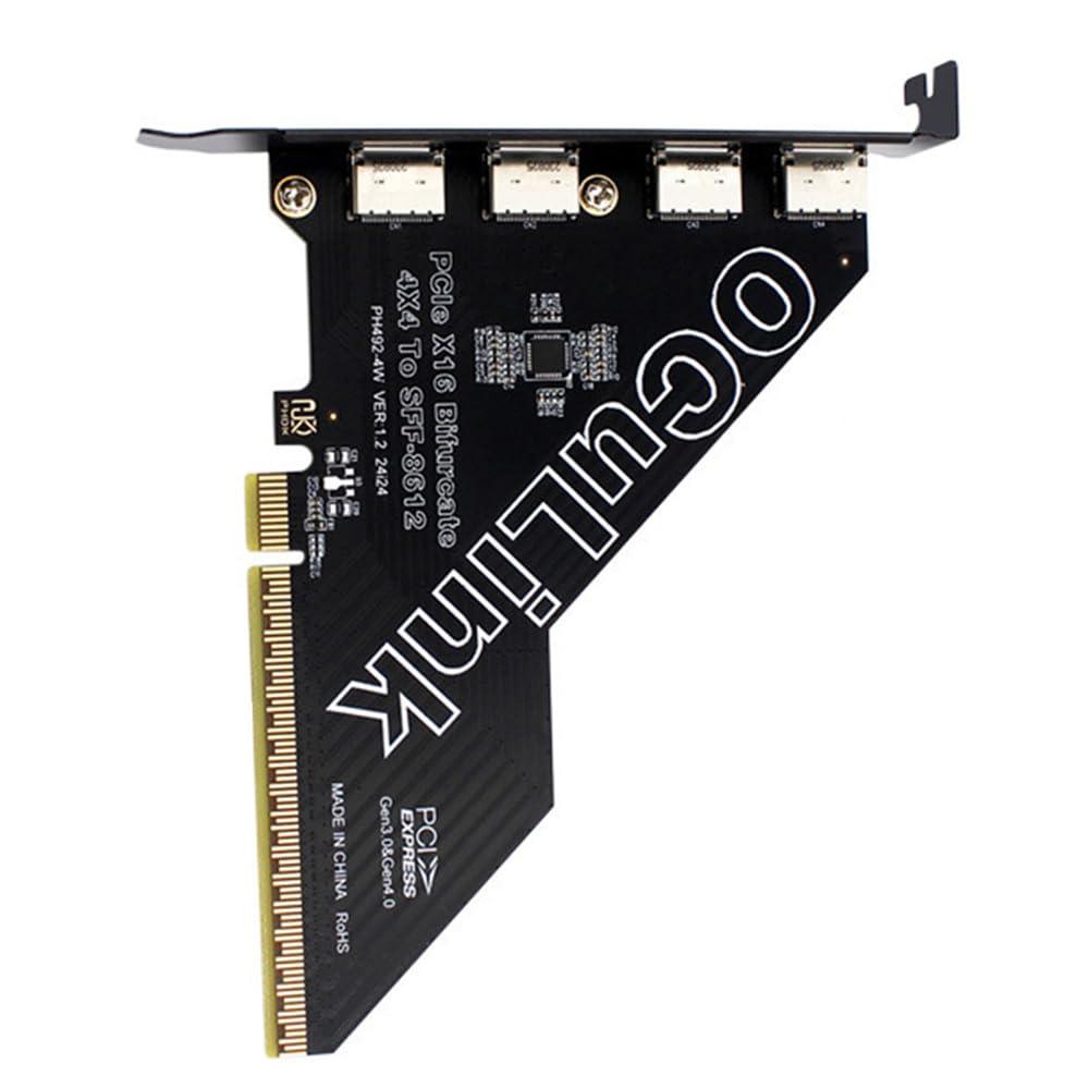 Cablecc 4 Port PCIe 4.0 X16 to Oculink Adapter,SFF-8611/8612 to PCI Express Expansion Card Adapter with 12cm Slot Bracket