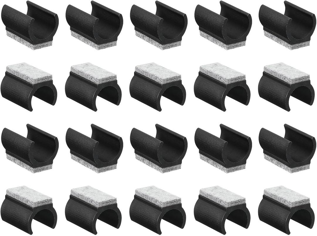 uxcell 30 Pcs Chair Legs Tips Caps with Felt Pads, U Shaped Chair Tube Floor Protectors, Furniture Protector Feet Glides, Fitting 25mm Metal Tube Legs, Black, Gray Pad