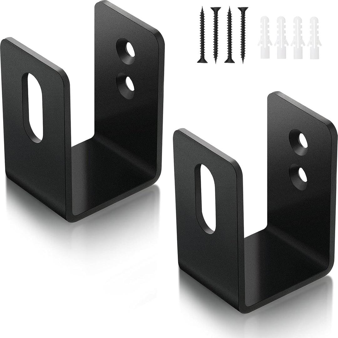 2 x 4 Door Barricade Bracket, Door Security U Shaped Steel Open Bar Bracket Heavy Steel Floor Opening Anti Theft U Shaped Tool Hanger for Barn Shed Garage Home(Black,4 Pieces)