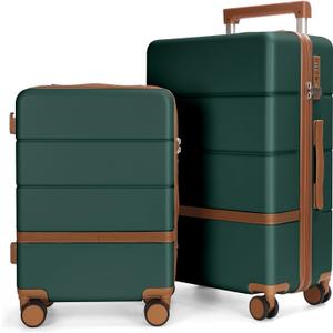 Luggage Sets, 2 Piece Suitcase set with wheels Tsa Lock 20/24 inchi Hardshell Waterproof Travel Suitcases luggage for Women/Men/Family (Dark Green), 2pcs