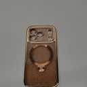 360 Spin CD Stand for iPhone 17 Pro Case Compatible with Magsafe Ring [Never Yellow][DIY Glitter Cardstock] Camera Protection Plating Clear Cute Phone Case for Women Girls 6.3'', Desert Titanium