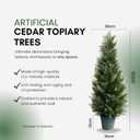 3FT Artificial Cedar Topiary Tree for Outdoor & Indoor Use UV Rated Faux Cedar Tree in Planter, Fake Plants for Outdoor Planters & Indoor Decor, Ultra Realistic Artificial Shrubs (2 Pack)