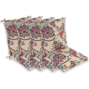 Set of 4 Outdoor Dining Chair Cushions, Comfort Patio Seating Cushions, 44 x21x4.5 inch, Single Welt and Zipper (Khaki Floral), 4 Pack