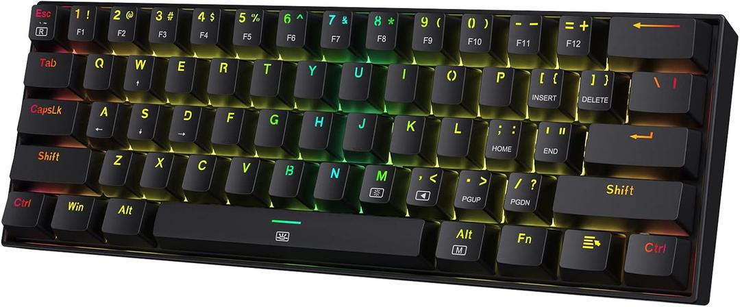 Redragon K630 Dragonborn 60% Wired RGB Gaming Keyboard, 61 Keys Compact Mechanical Keyboard with Linear Red Switch, Pro Driver Support, Black