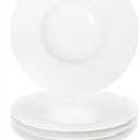 Ceramic Wide Rimmed Soup Plate, Soup Bowl 14 oz, Pasta Bowl Set of 4, White Shallow Bowl Plate with Rim, Best choice for high-end restaurants, hotels, and foodies, 12 Inch