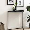 Kate and Laurel Dorrah Modern Round Console Table; 28 x 14 x 30; Black; Contemporary Half-Circle Entryway Table for Storage; Organization; and Display