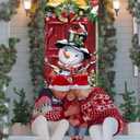 Christmas Snowman Door Cover Decorations, Winter Xmas Cardinal Snowman Tree Doorway Door Curtains Banners Backdrop Photography Decor for Winter Holiday Party Indoor Outdoor, 35 * 79 Inch