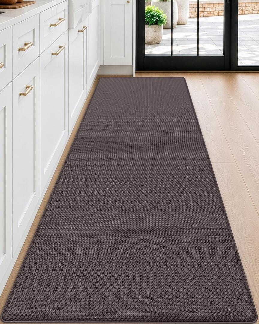 DEXI Kitchen Floor Mats Cushioned Anti Fatigue, 24x70 Standing Runner Rug Brown Waterproof, Soft Comfort, Memory Foam Antifatigue Padded Mats for Desk Office, Sink, Laundry