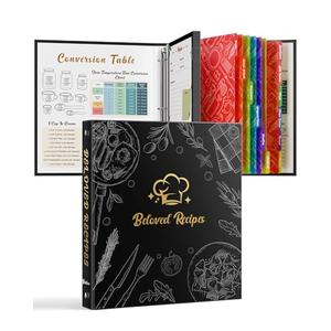 Recipe Binder 8.5"x11" 3 Ring Set, Waterproof Full Recipe Book Binder with Plastic Sleeves, Recipes, Dividers & Labels, Blank Recipe Card Book to Write in Your Own Recipes