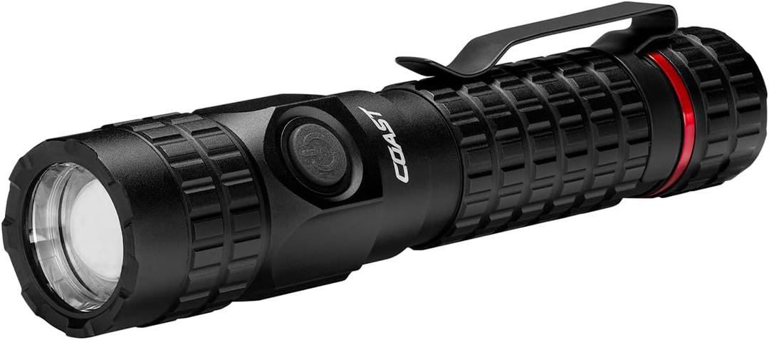 Coast PX200R 2000 Lumen Rechargeable LED Flashlight, Twist Focus, USB-C, 2-Position Pocket Clip