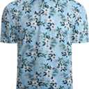 Alex Vando Mens Hawaiian Golf Shirt Moisture Wicking Digital Print Golf Shirts for Men (White Christmas Flower)