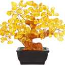 NUKAYAI Citrine Crystal Yellow Money Tree for Office Home Room Desk Decor Positive Energy Meditation Feng Shui Crystals Healing Stones Bonsai Trees Luck and Wealth Birthday Gifts for Women