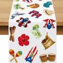 Puerto Rico Table Runner Puerto Rican Birthday Party Decoration National Day Patriotic Dining Room Home Kitchen Island Decor (13" x 72", Pattern-1)