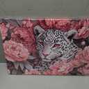 YMXDYMJSW Leopard Canvas Wall Art Leopard and Peony Pictures Prints Black and White Cheetah Poster Wild Animal Paintings for Office Bedroom Decor Framed (Pink,12L x 18W)