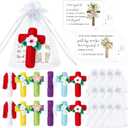 12 Sets Collectible Dolls Bulk Handmade Crochet Cross with Bible Prayer Cards for Women Church Religious Birthday Wedding Baptism Party Favors Stocking Stuffers Home Decor Gifts