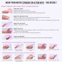 BTArtbox Press On Nails Almond - Short Gold Foil Press On Nails with Glue for Women, Semi-Transparent Soft Gel Glue On Nails in 16 Sizes - 32 Stick On Nails Kit, Gold End