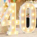 40th Birthday Decorations,12.6 Inch Marquee Numbers for 40th Wedding Anniversary Decorations,Light Up Numbers 40 Sign for Party Backdrop Wall,Table Decoration,Upgraded Large Size Number 40