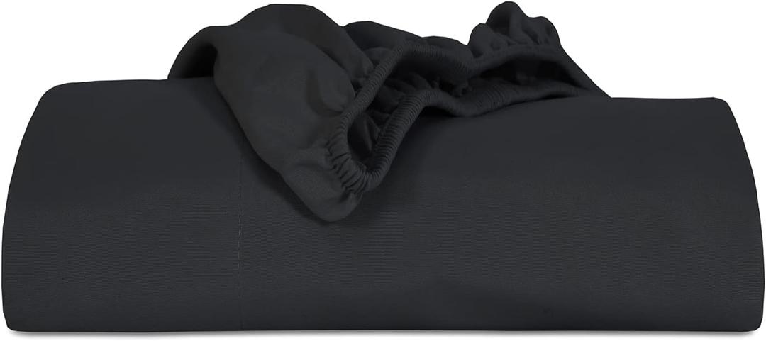 BLC Microfiber Queen Size Fitted Sheet, Pack of 1, 1800 TC Double Brushed Breathable & Cooling Sheet with 15" Deep Pocket, Wrinkle Free - Comfy  Black Bed Sheet