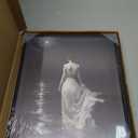 WOKAOGO Black Framed Wall Art Moonlit Sea Woman Wall Decor Dark Academia Canvas Art Gothic Pictures Vintage Paintings Victorian Prints Moody Artwork for Bedroom Bathroom