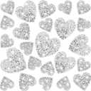 26 Pieces Heart Shape Iron on Patches Heart Rhinestone Patches Silver Adhesive Applique Hot Glue Rhinestone Love Hearts Glitter Crystal Patches for Clothing Jeans Shoes Hats Repair Decoration (4Sizes)