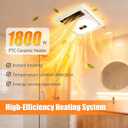 Bathroom exhaust fan with heater&Bathroom exhaust fan with bluetooth speaker,5 in 1 Multi-function,Instantaneous heating,Strong wind,Silent operation,3 color lighting,Dynamic music,Plug and play