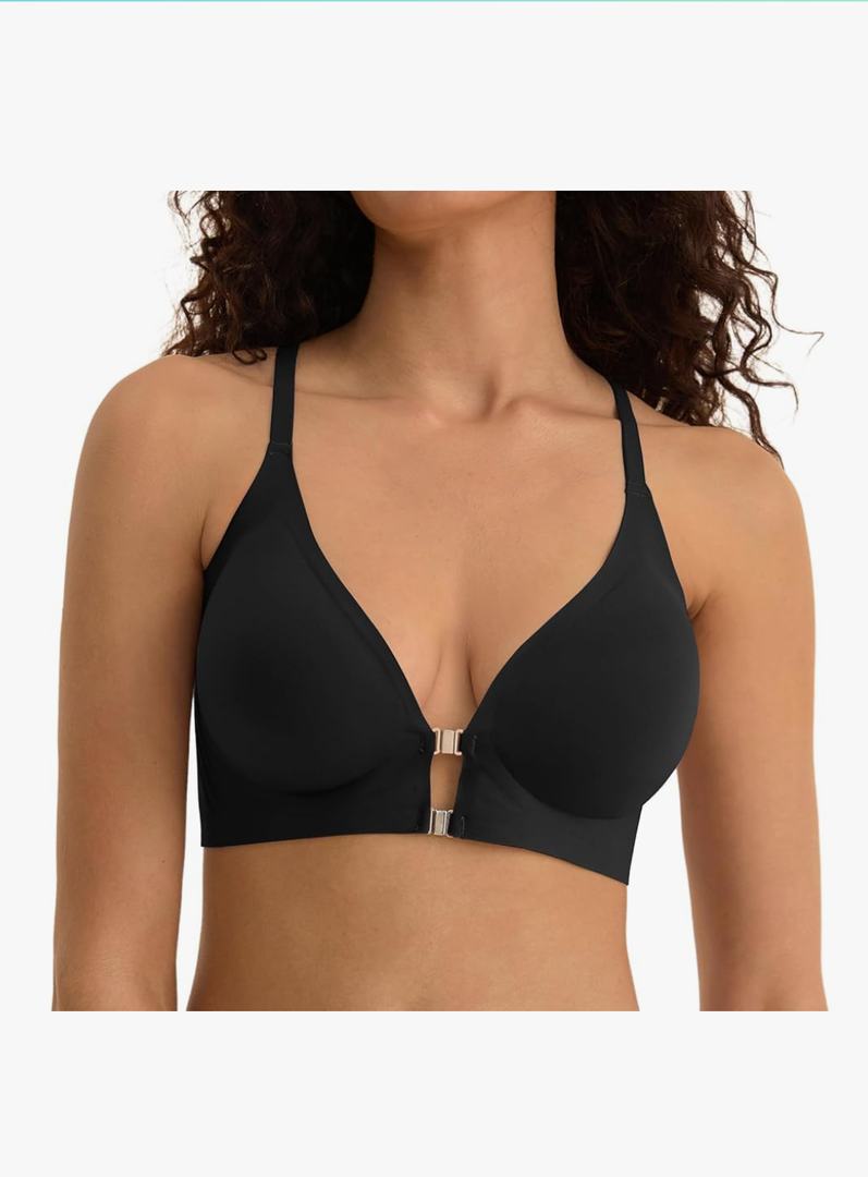 Racerback Bras with Metal Magnetic Front Closure - S-XL Wireless for Women No Underwire Seamless Supportive Bralettes L