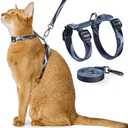 Cat Harness and Leash Set - Escape Proof Adjustable Cat Harness, Comfortable Soft Lightweight, Use Safe & Easy, Walking Travel Kitten Harness for Cats (Brooklyn Grey) M