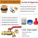 2Pcs Rain Barrel Spigots, Brass Faucet Kits for Rain Water Barrel, Water Tanks, Tubs, Pools Etc, Turn Ball Valve Rain Barrel Spigot with Bulkhead Fitting Set, Hose Adapter, Filter Mesh and Tape