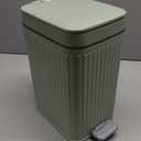 rejomiik Small Bathroom Trash Can with Lid Slim Soft Close Garbage Can Step Wastebasket Container Trash Bin for Office Bedroom Kitchen Living Room (1.9 Gallon Light Green)