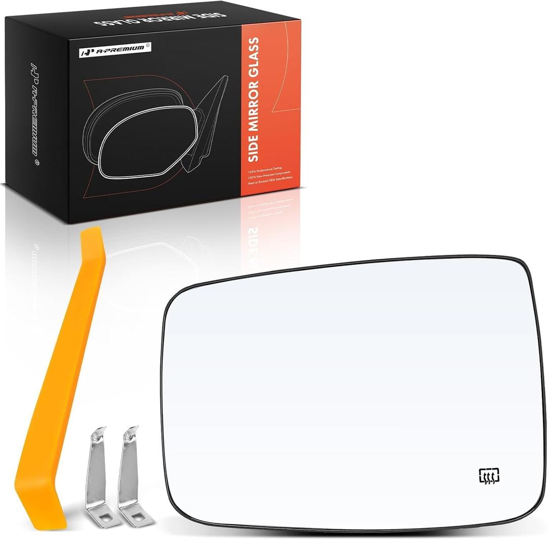 A-Premium Left Driver Side Heated Mirror Glass with Backing Plate Compatible with Ram 1500 2011-2019, 2500 2011-2018, 1500 Classic 2019 & Dodge Ram 1500 2500 2010 - Non-Towing Mirror, w/o Auto Dimming