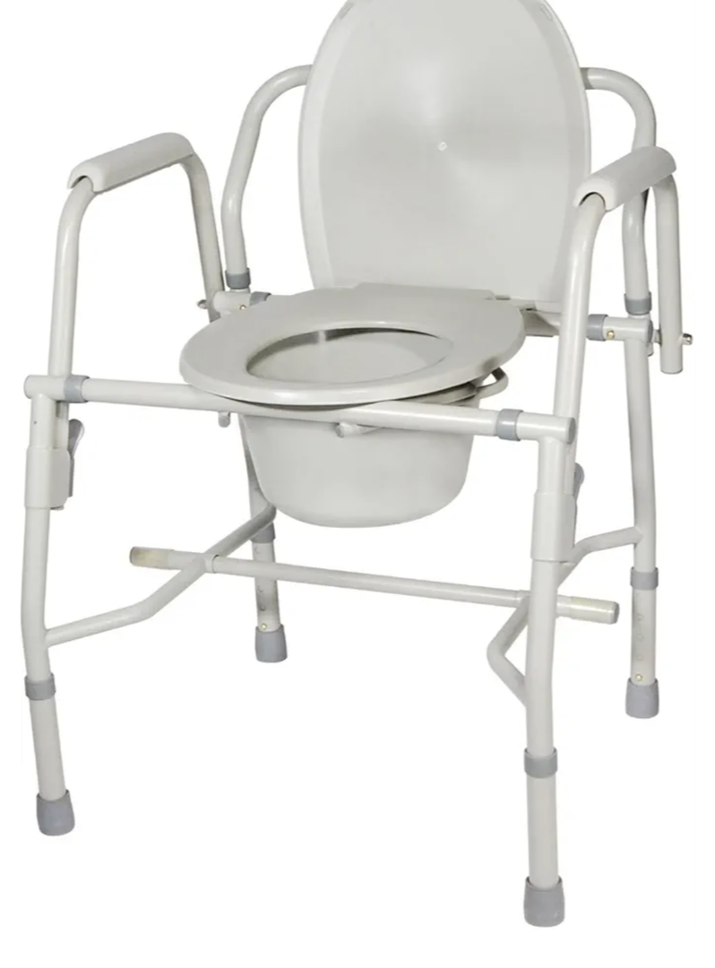 Drive Medical Deluxe Steel Drop-Arm Commode, Tool Free Knock Down Frame Drive Medical Deluxe Steel Drop-Arm Commode, Tool Free Knock Down Frame