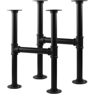 MUZIK 16 Inch Coffee Table Legs, 2 Pcs Industrial Metal Table Legs, Grey Steel Metal Pipes Vintage Furniture Legs (30 in H * 14 in W)