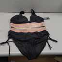 Blooming Jelly Women High Waisted Bikini Sets Tummy Control Swimsuits Color Block Two Piece Drawstring Bathing Suit Size L