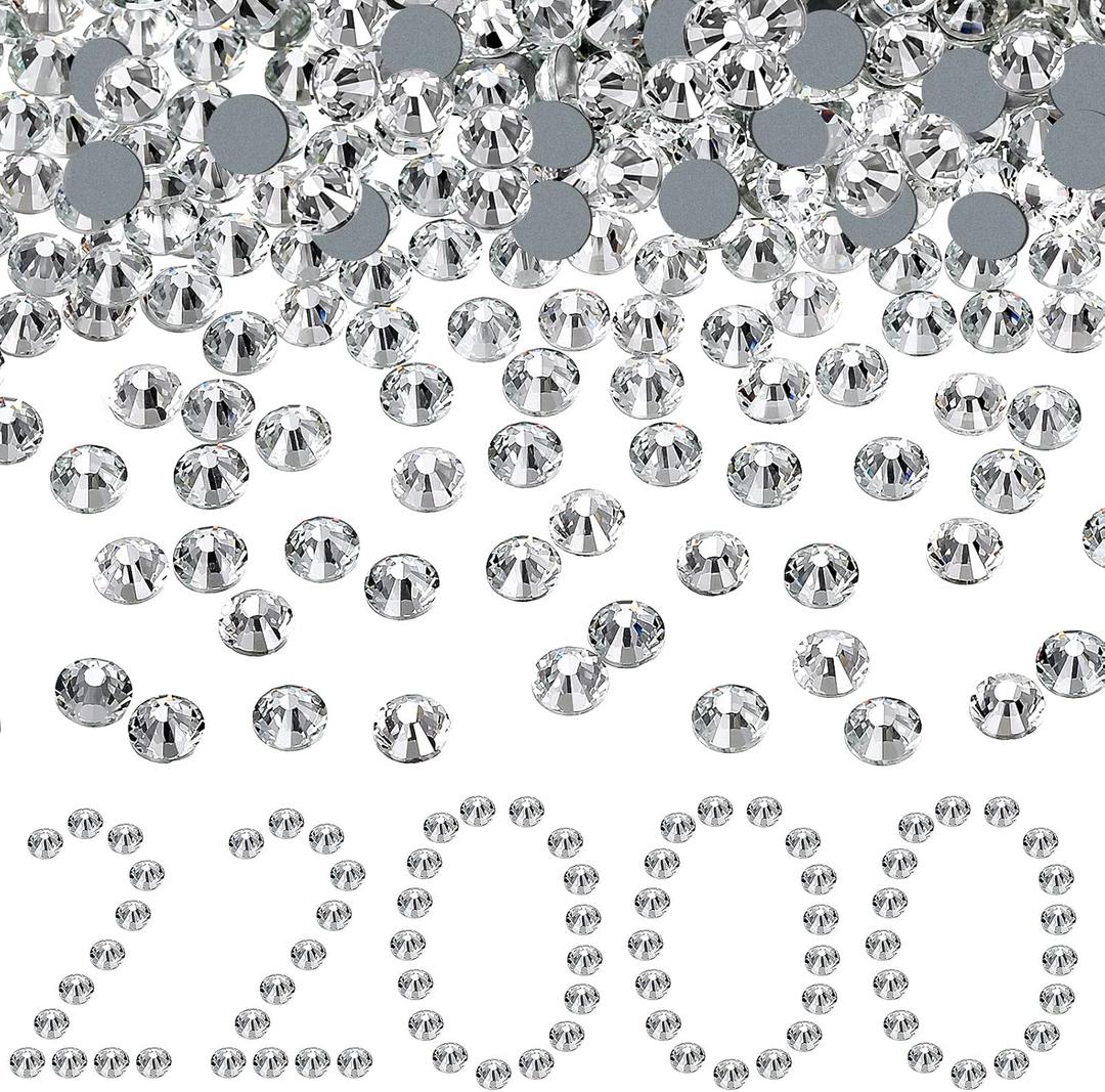 22000 Pcs Crystal Hotfix Rhinestone Large Quantity Flat Back Crystals Nail Gems Round Glass Rhinestones Flatback Hot Fix Gem Stones for DIY Crafts Clothes Shoes Supplies(SS10, Clear)