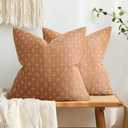 MIULEE Pack of 2 Decorative Burlap Linen Throw Pillow Covers Farmhouse Pillowcases Modern Rustic Woven Textured Cushion Cover for Sofa Couch Bed 20x20 Inch Brick