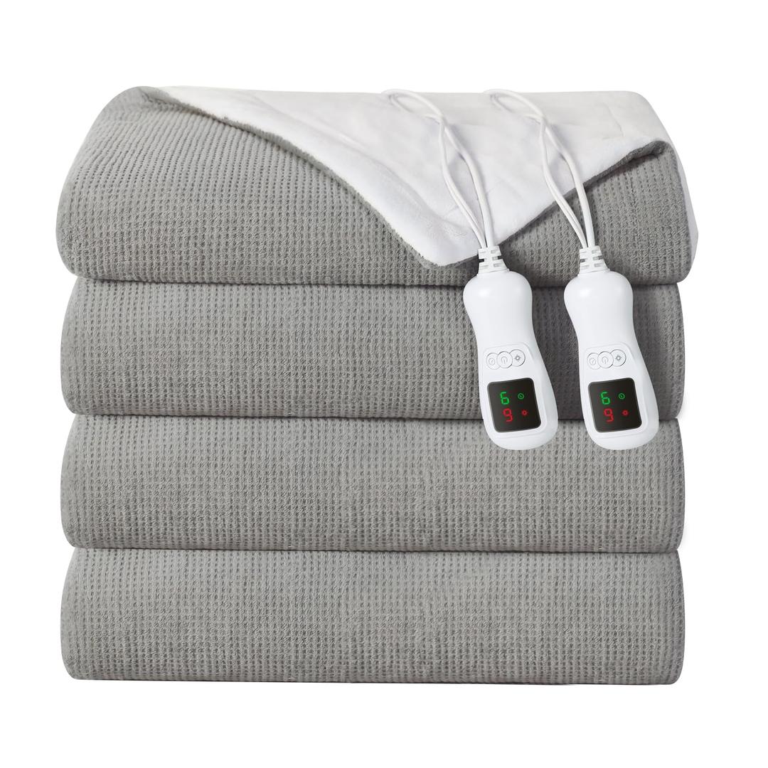 SOHTOPHO Electric Heated Blanket Throw Size, Heating Blanket for Home, Gray