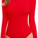 MANGOPOP Tank Top Body Suits Women Sexy Crew Neck Racerback Halter Ribbed Sleeveless Bodysuit for Women (Red, XXL)