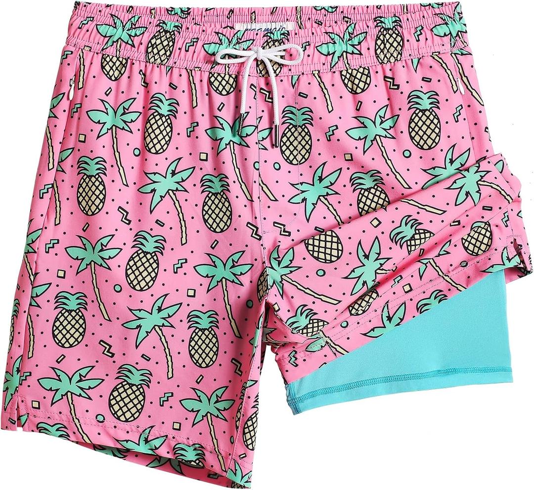 maamgic 2 in 1 Mens Swim Trunks 7 Inch Swim Shorts Swim Suits Board Shorts Medium 